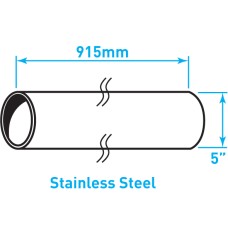 Air Intake Stainless Steel Tube, Straight, Plain End - 5" x 36"